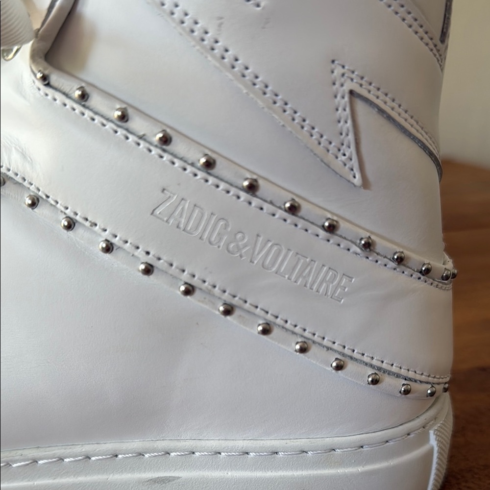 Zadig & Voltaire White Leather High-Top Sneakers - Picture 2 of 6